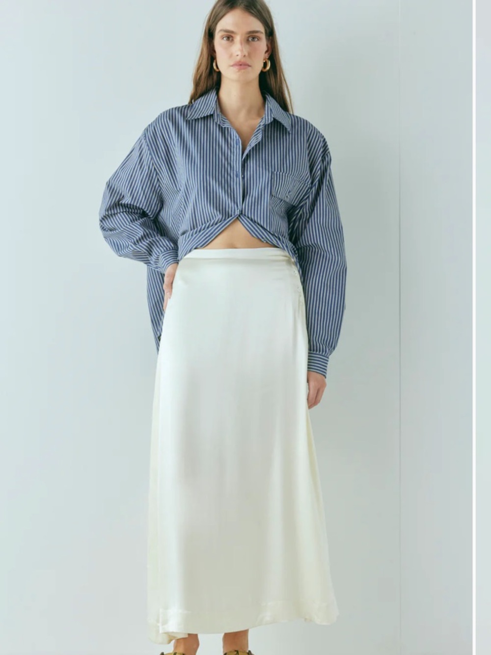 NWT VRG GRL Satin Maxi Skirt - Cream